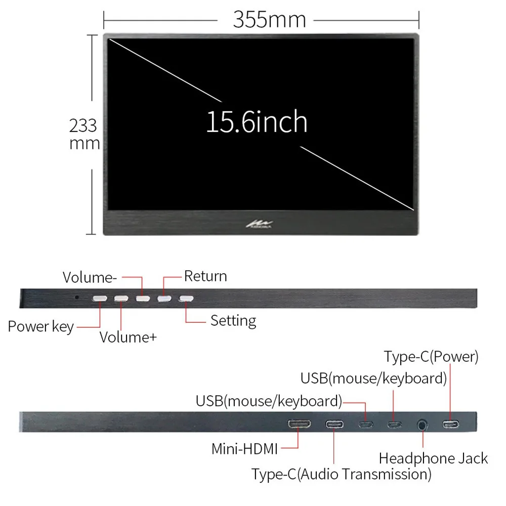 15,6 дюймовый сенсорный портативный монитор с 2 тип-c USB-C Mini HDMI портом для PS3/PS4 Xbox 360 1920x1080 ips сенсорный монитор