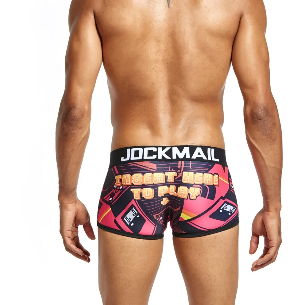 New JOCKMAIL Brand Sexy Mens Underwear Boxer shorts Sexy playful printed mens trunks panties cuecas boxer Gay Underwear funny boxers for men