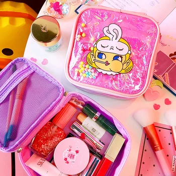 

Cartoon Cosmetics Bag For Women Girls Laser PVC Makeup Storage Handbag Travel Protable Make Up Organizer Container Bag Pouch