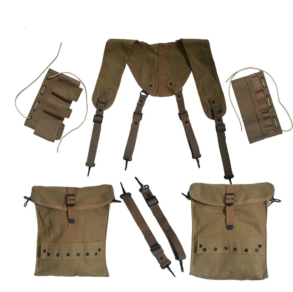 

WWII WW2 US Army Combat Individual Medic Equipment Field Kit Suspenders Cantles - World military Store