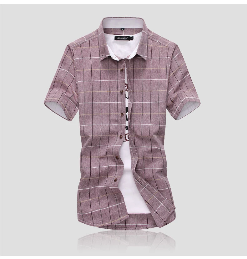 Плед рубашки для мужчин Мода хлопок с коротким рукавом летняя повседневная мужская рубашка Camisa masculina мужские платья рубашки