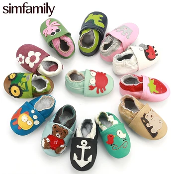 [simfamily]Skid-Proof Baby Shoes Soft Genuine Leather Baby Boys Girls Infant Shoes Slippers 0-6 6-12 12-18 18-24 First Walkers
