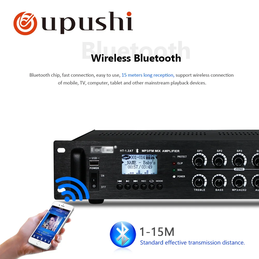 PA System Big Power Amplifier 5 Zone Bluetooth