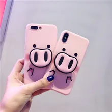 Para iPhone XR Xs MAX funda con Popular soporte 3D de cerdo para iPhone X 7 8 Plus 6 6s funda anillo Rosa nariz de cerdo soporte multifunción