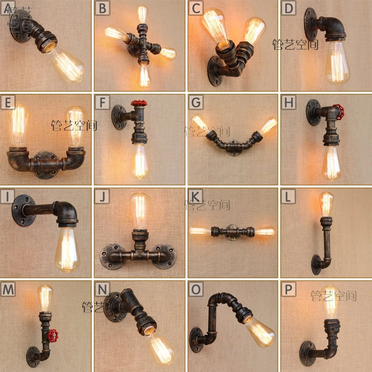 Лофт Промышленные светильники железной ржавчины водопровод Ретро настенный светильник Винтаж e27 бра огни для гостиной спальни Ресторан Бар
