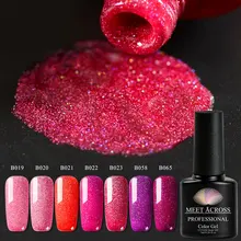 MEET ACROSS 7 мл УФ-гель для ногтей с голографическим блеском блёстки замочить от УФ-гель лак цветной лак для ногтей DIY Nail Art Laquer