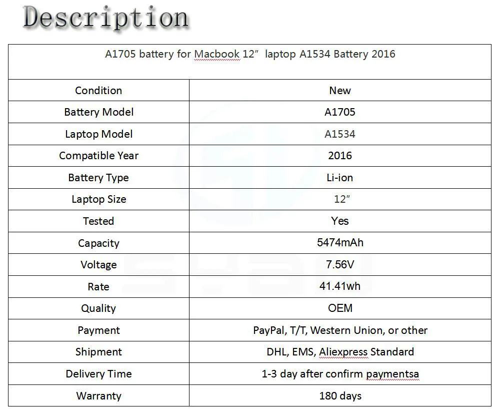 A1705 аккумулятор для Macbook 12 ''ноутбук A1534 аккумулятор 5474 мАч совместимый год 7,56 в 5474 мАч