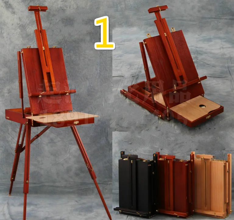 Portable painting frame folding wood painting easel art toolbox