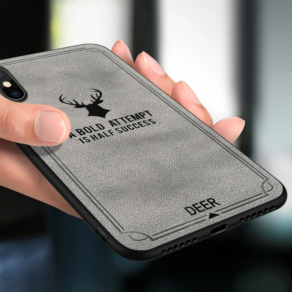 

Cloth Phone Cases For iPhone XR XS Max Case Fabric Texture 3D Cartoon Soft Silicone Case For iPhone X 8 7 6 6S Plus Coque Cover