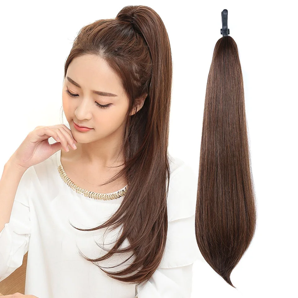 

24" Heat Resistant Long Synthetic Ponytails Hair Extensions Claw Drawstring Ponytail Hairstyles Hair Accessories Fashion