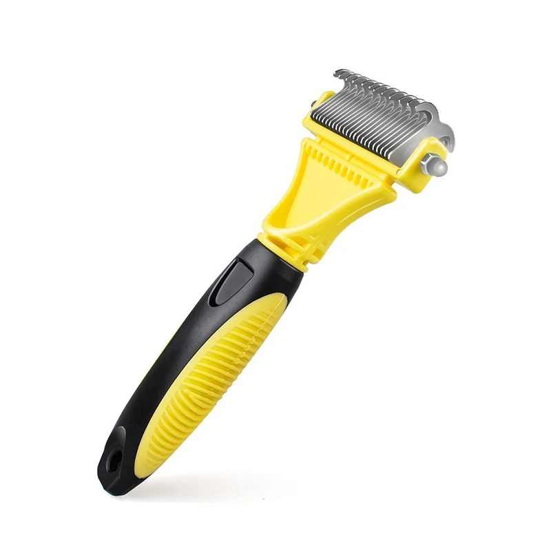 

Double Sided Pet Dematting Comb | Stainless Steel Grooming Brush for Small, Medium or Large Breeds | Removes Mats, Tangles and