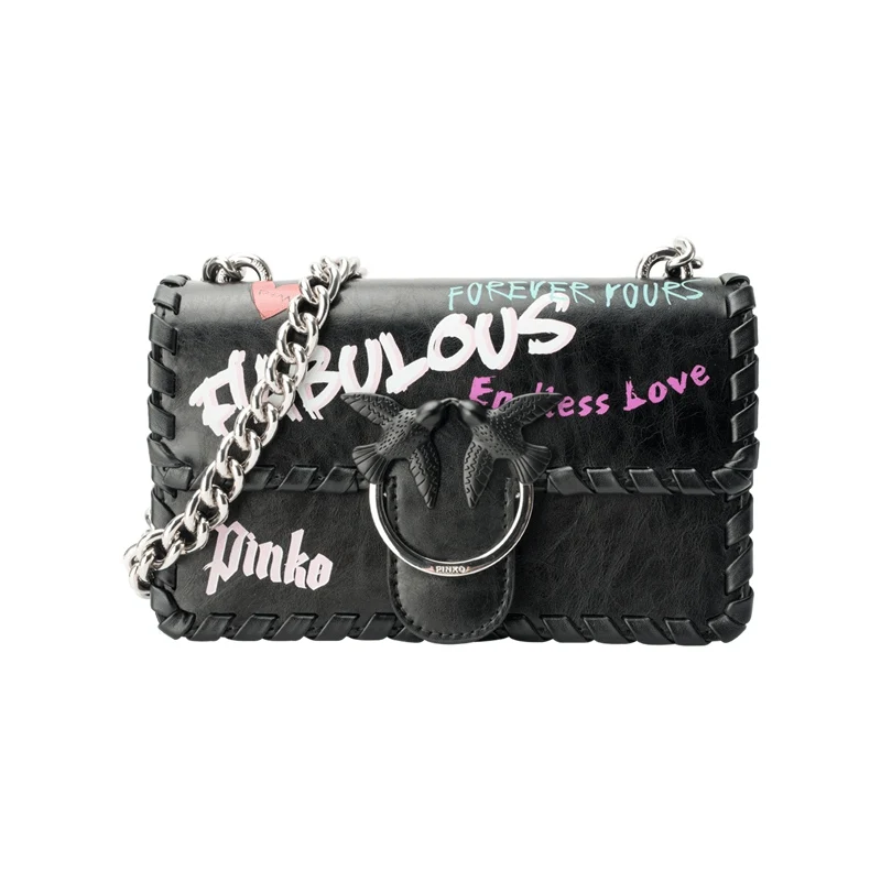 PINKO Mini Love потрясающая сумка через плечо из зернистой коровьей кожи 1P21BS Y5F9|Сумки с