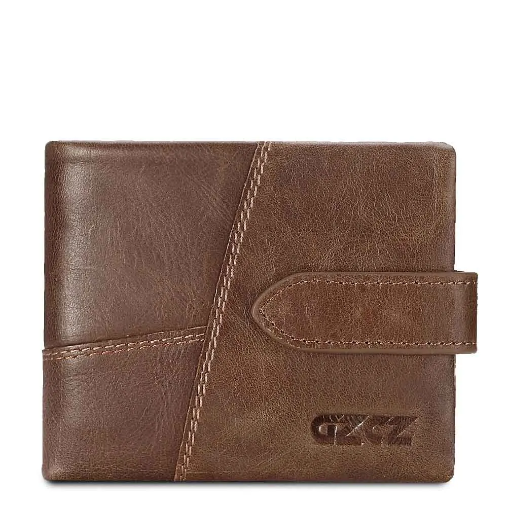 GZCZ натуральная кожа ретро мужские кошельки Высокое качество известный бренд Hasp дизайн мужской кошелек держатель для карт для мужчин кошелек Carteira - Цвет: Brown-S