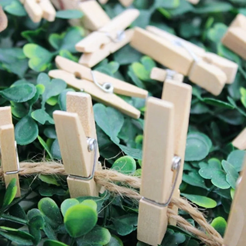 40 шт. 3,5 см натуральный деревянный фото зажимы Bamboo Craft настенные декоративные фото бумага булавки прищепки для одежды деревянные колышки домашний декор зажимы