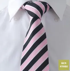 Черный, розовый в полоску Для мужчин 100% жаккард Шелка ручной работы 3 "галстук 8 см галстуки Свадебная вечеринка жениха галстук at249
