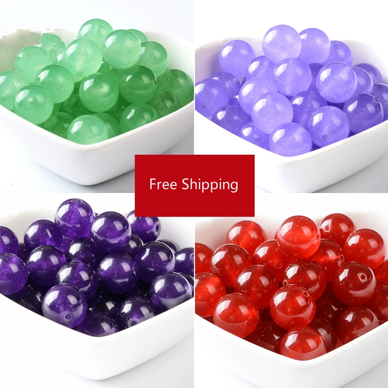 

40pcs/lot Luck Jewel Beads 6/8/10/12/14mm Natural Round DIY Jewelry Making Accessories Bracelet Women Necklace Good Quality