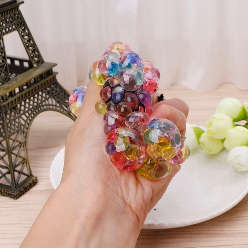 

2018 New Rubber Grape Ball Black Mesh Squeeze Toy Stress Autism Mood Relief Gadget