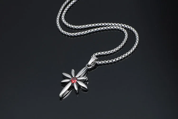 Титановая сталь, панк звезда кулон ожерелье с красным кристаллом простые подвески для женщин мужчин модные ювелирные изделия