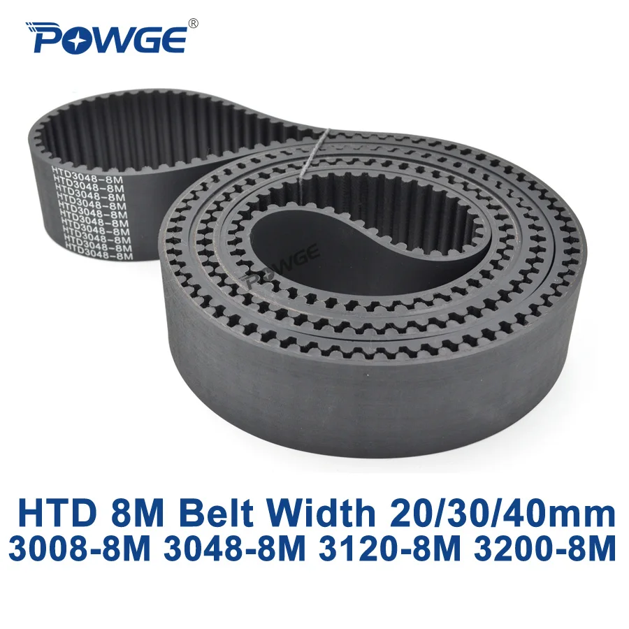 HTD 8M Timing Belt – Black Sync Belt 600-632mm, Width 20/30/40mm, Neoprene Rubber With Fiberglass Core