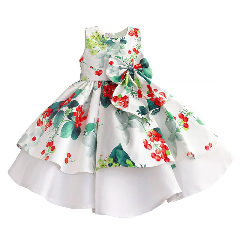 Baby Girls Red Berry Dress Kids Evening Dress Children Princess Dresses