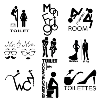 

Fashion 9 Styles Removable Waterproof Bathroom Home Art Door Decor Wall Sticker Vinyl Poster Toilet Decals for Door Toilet Wall