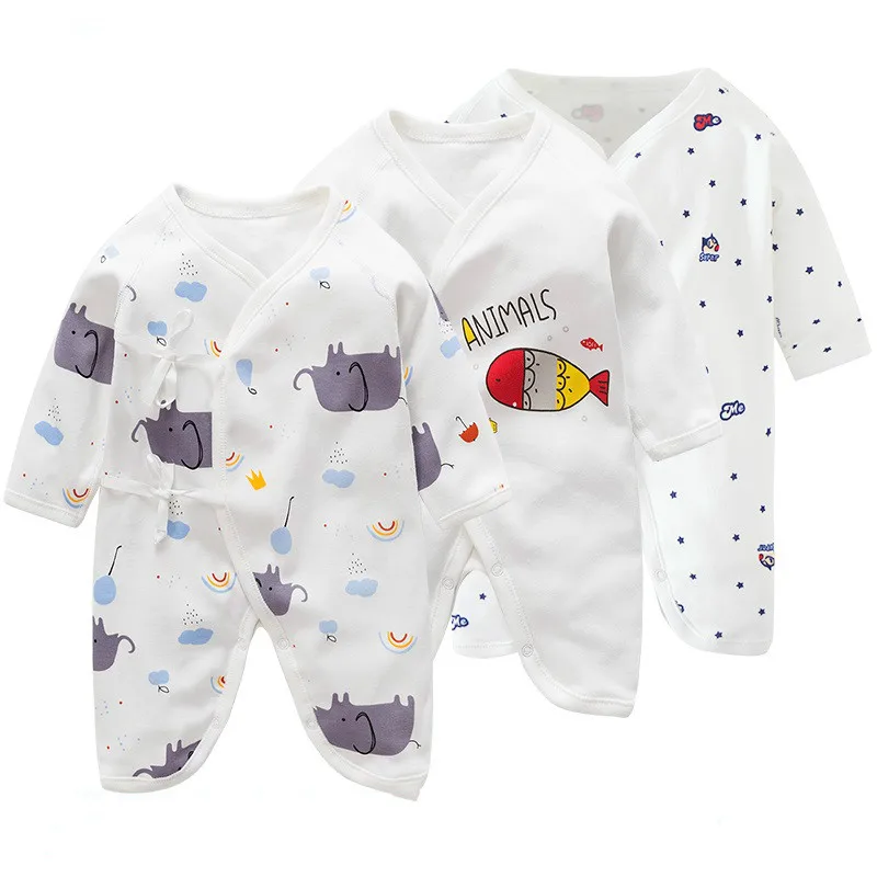 Одежда для новорожденных от 0 до 3 месяцев, комбинезон из чистого хлопка, летняя Пижама для малышей осенний модный детский комбинезон, милый мультяшный джемпер
