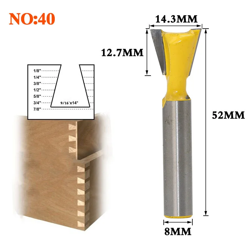 1 шт. 8 мм хвостовик древесины маршрутизатор бит прямой Концевая фреза триммер очистка заподлицо отделка угловая круглая бухта коробка биты инструменты фреза - Длина режущей кромки: NO40