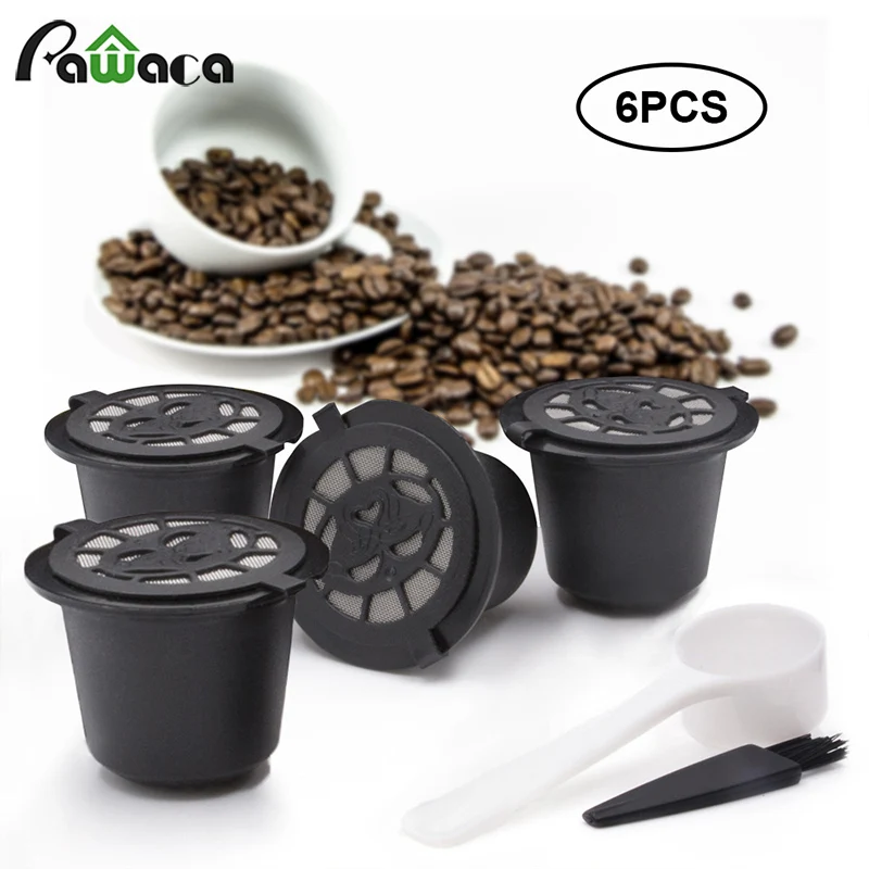 Empty Capsule Reusable Coffee Filter Cup with Spoon Brush Black Refillable Coffee Capsule Refilling Filter Coffeeware Empty Capsule Reusable Coffee Filter Cup with Spoon Brush Black Refillable Coffee Capsule Refilling Filter Coffeeware