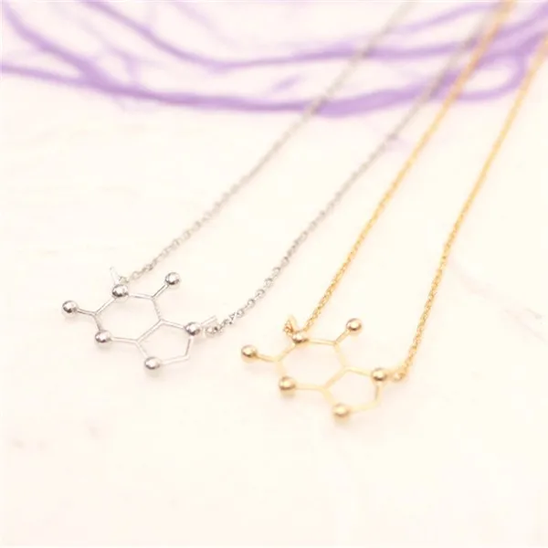 Fashion-necklaces-for-women-2015-creative-caffeine-molecule-my-chemical-romance-gold-neckless-gift-for