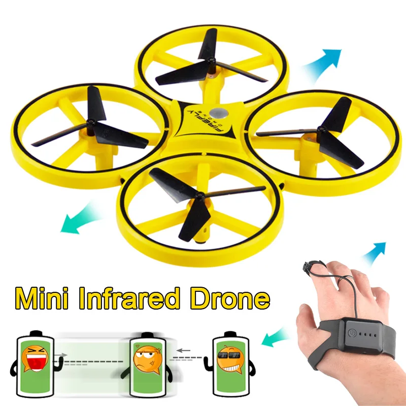 

Mini Infrared Drone ZF04 Wristband Control Infrared Obstacle Avoidance Hand Control Altitude Hold Quadcopter for Kids Toy Gift
