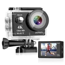 ZONKO экшн Камера 4K 16MP Wi-Fi Спортивная Камера с 2-дюймовым 4X зум подводный 170 градусов Широкий формат Бесплатный чехол для переноски