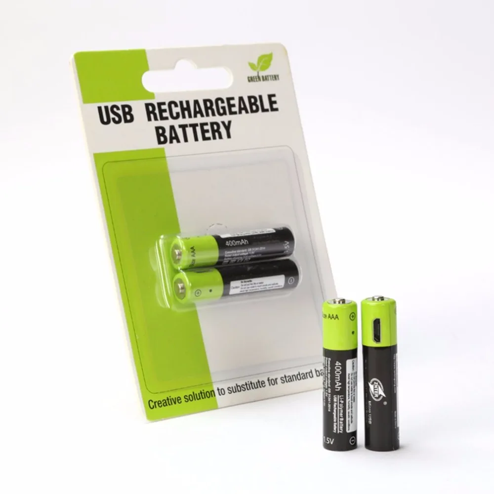 

ZNTER Rechargeable AAA Battery USB Cable 2pc/4pc card 400mAh AAA 1.5V USB line charging batteries Lithium Polymer Battery