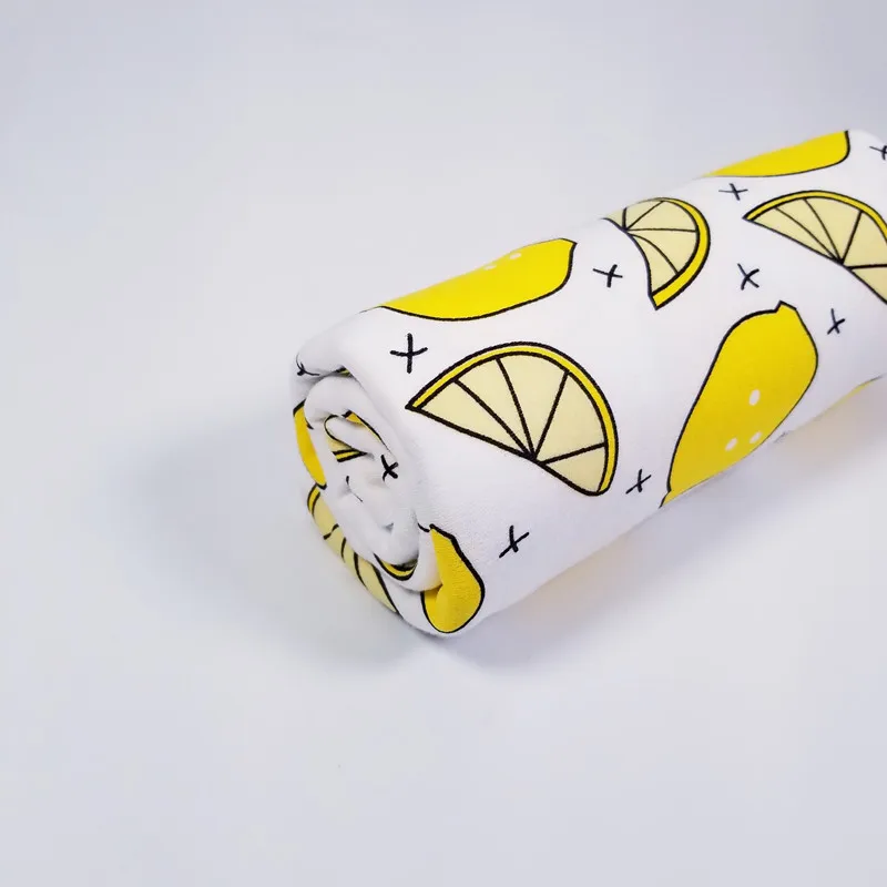 

50x40cm Combed 100% Lemon Printed Cotton Knitted Jersey Fabric for DIY baby clothes, bibs, coated, bed sheets material