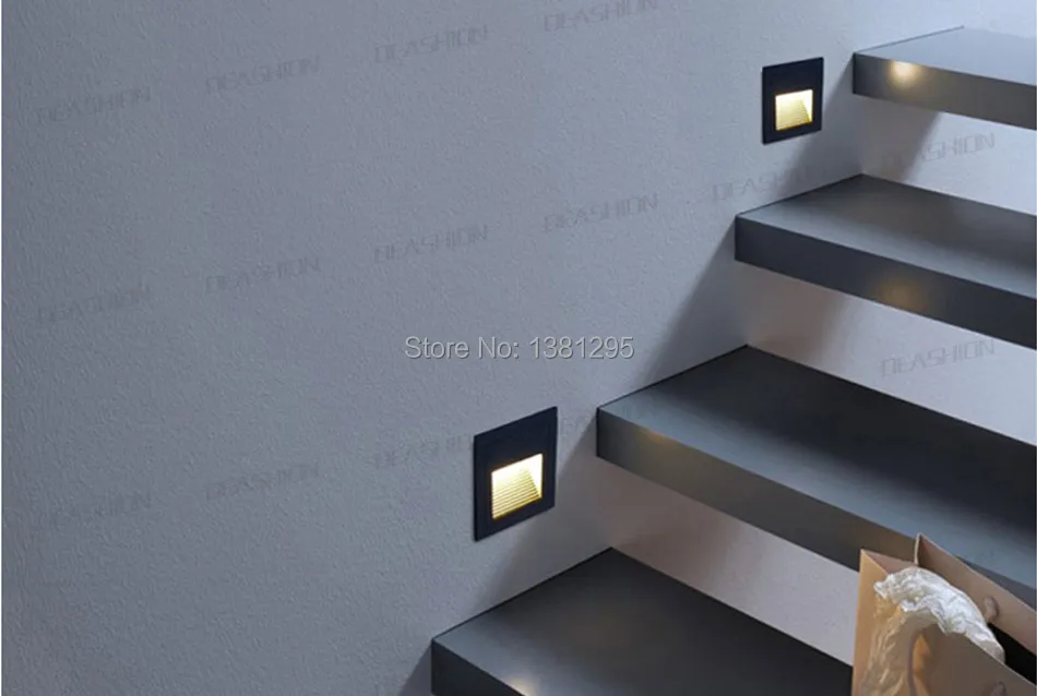 Lâmpada da Escada de Parede ao ar Livre Passo Praça Impermeável Footlight Recesso Laminado Piso Terraço Iluminação Branco Preto Led Luz Ip65 5 de parede laminado piso terraço iluminação branco preto