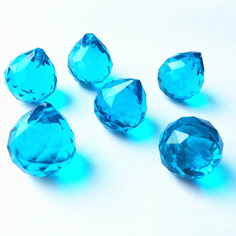 Suncatcher 20PC Blue Maple Crystal 20MM Faceted Fengshui Glass Prism Chandelier