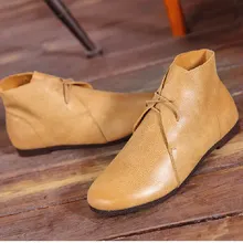 Women’s Shoes Ankle Boots Genuine Leather lace up Summer Boots Grey/Brown/Black Boots Female Spring Footwear (722-6)