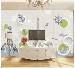 Индивидуальные 3d фрески обои красивые Средиземноморский Маяк Европейская Архитектура ТВ обои 3d обои home decor