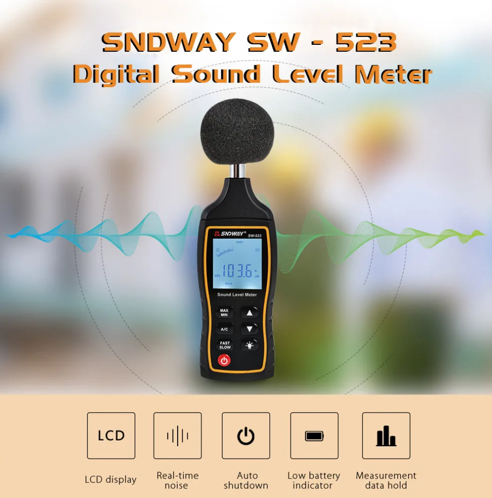 

2018 New LCD Digital Sound Noise Level Describe Meter 30-130dBA 1.5 dB Accuracy Digital Sound Level Meter Backlight noise tester