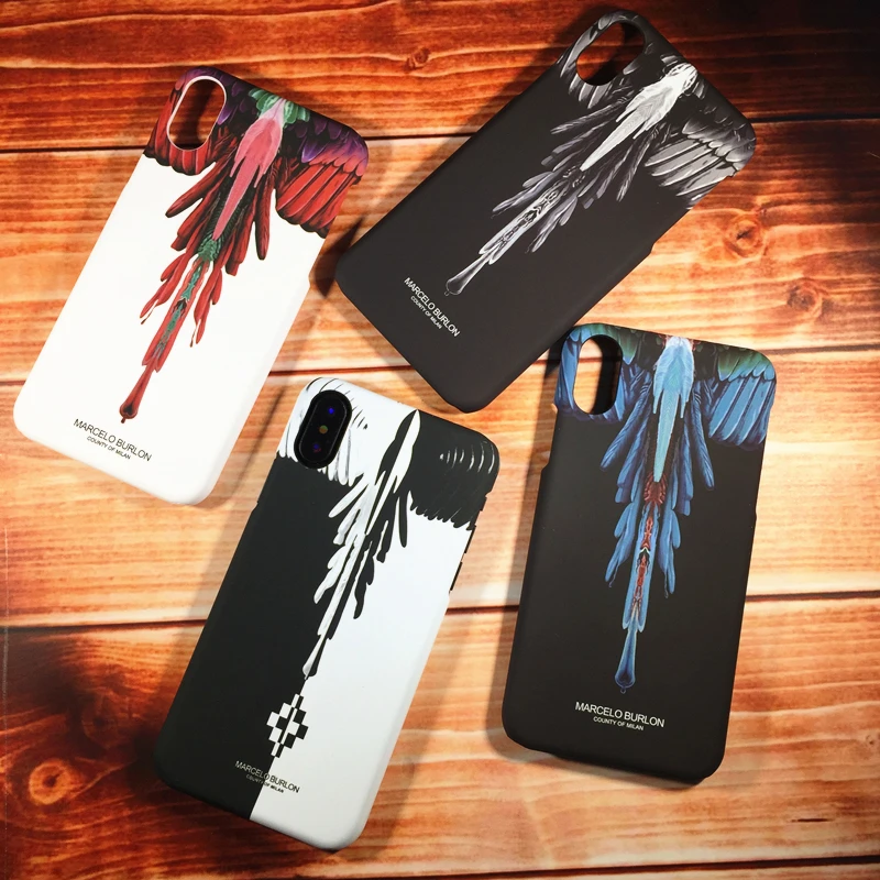 

Luxurious Marcelo BURLon Wing snake Hard Protective Phone Case For iphone X XR XS MAX 8 7 6 6S Plus Animal feather wing Cover