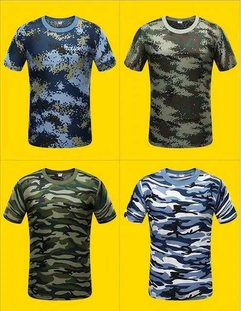 

New Camouflage T-shirt Men Breathable Army Tactical Combat T Shirt Military Dry Camo Camp Tees ACU Green outdoor t-shirt of men