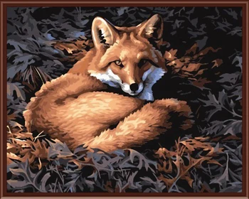 

Frameless Picture Pn Wall Animal Design Fox Picture Diy Paint by Numbers For Lobby Decoration 40X50cm B304