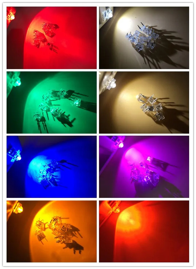 

100pcs 5mm Red Green Blue White Yellow Dome Super Flux Water Clear Piranha Diode 1.9~3.4V Led Car Lamps Light Diodes Led Bulb