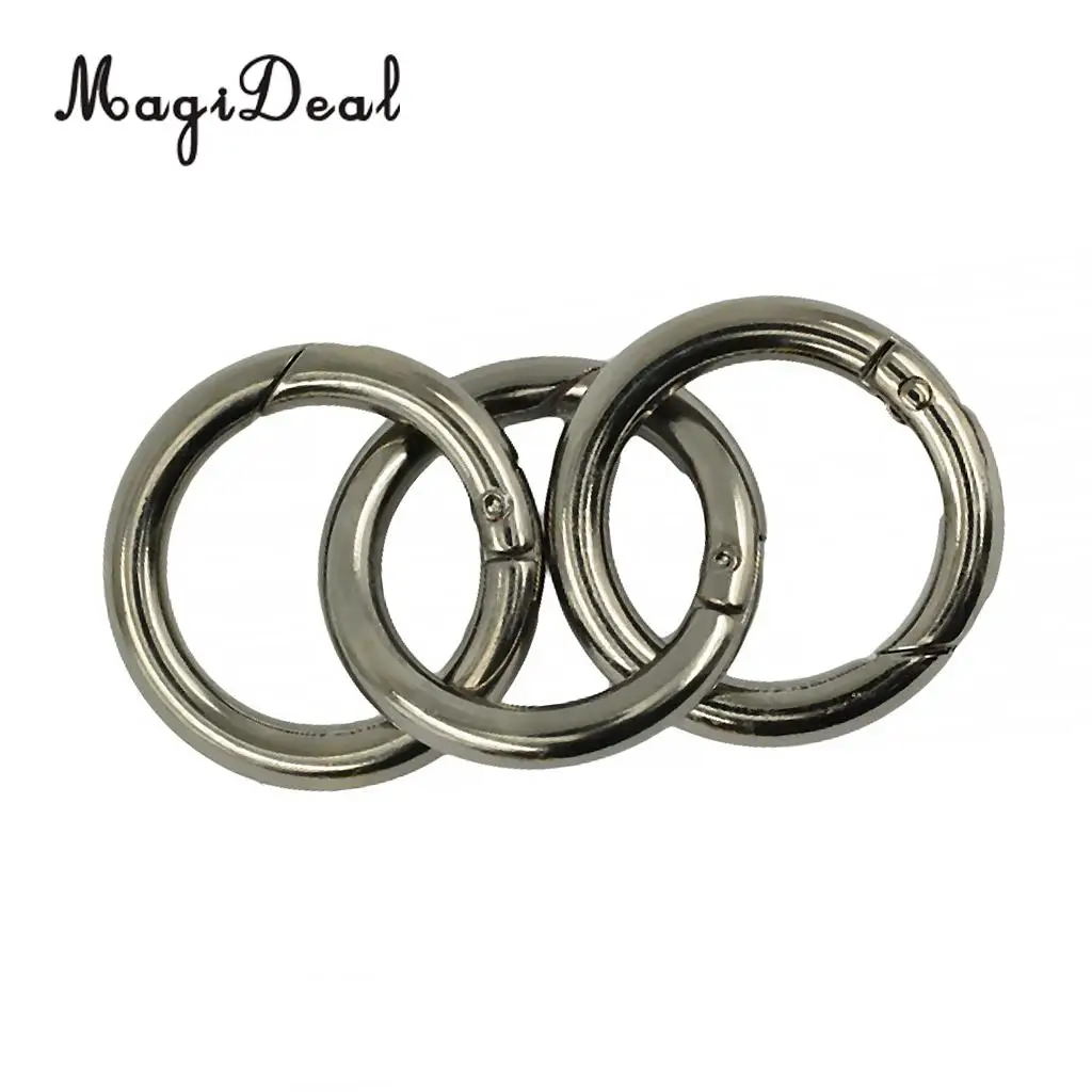 MagiDeal 3 Pieces Round Spring Snap Hooks Clip Handbag Purse Shoulder Strap Clasp