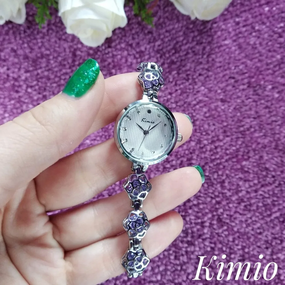 KIMIO Womans Watch Ladies Camellia Flower Watch Rose Gold Bracelets For Women Luxury Brand Quartz Dress Wrist Watches For Women