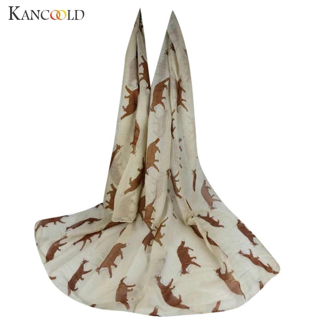 

KANCOOLD Scarf women Lady Cartoon Fox Print Scarf Sun Protection Gauze Kerchief Cappa high quality Scarf Women 2018Nov21