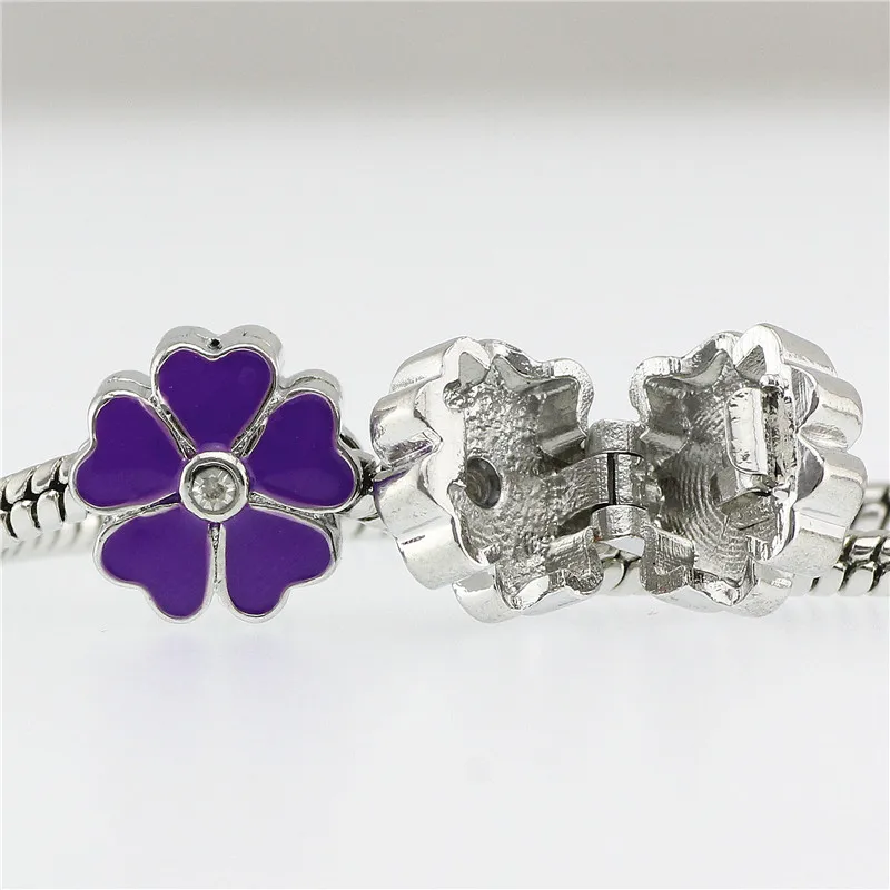 

High Quality 6 Color Enamel Clip flower Charm safety Bead Fits Pandora European Charm Bracelets & Necklaces