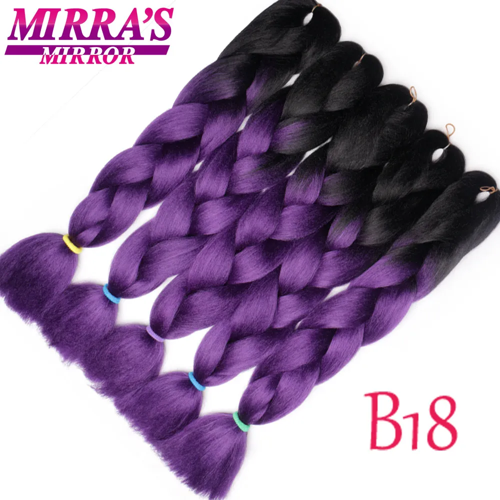 Mirra's Mirror кроше Джамбо косы накладные волосы Омбре плетение волос цветные синтетические волосы для косичек три тона зеленый розовый - Цвет: B18