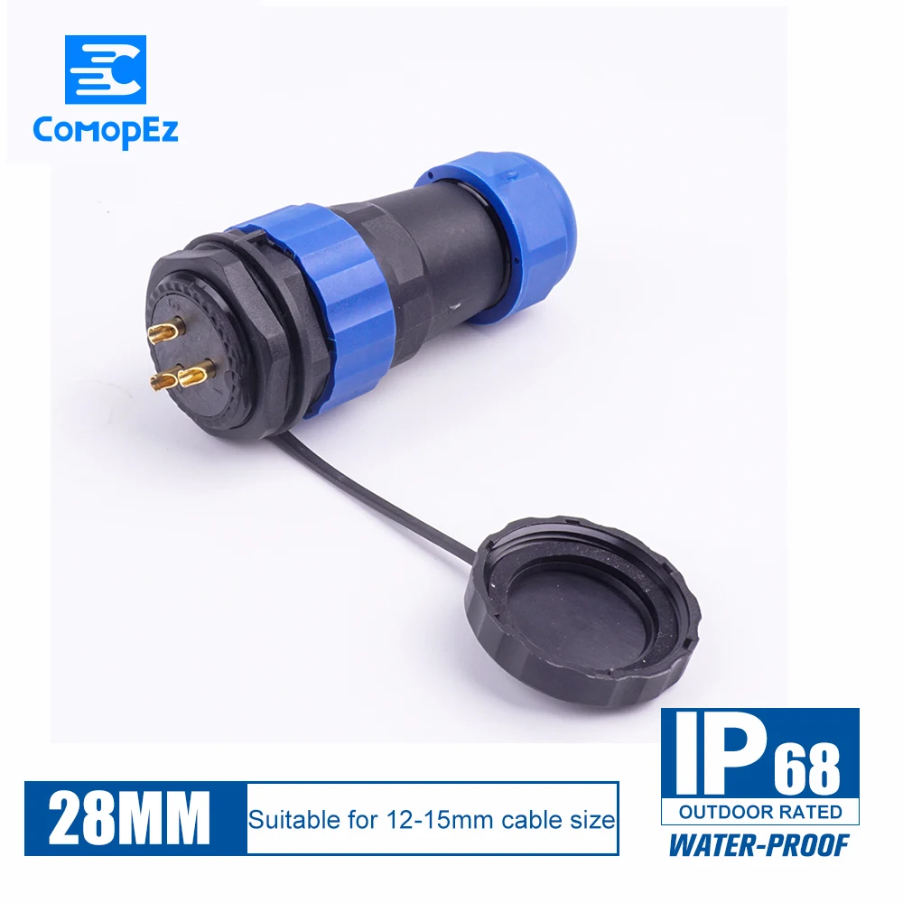 

SP28 Waterproof Connector IP68 Cable Connectors 3 5 7 9 12 16 19 24 Pin SD28 28mm Male and Female Plug & Socket Straight