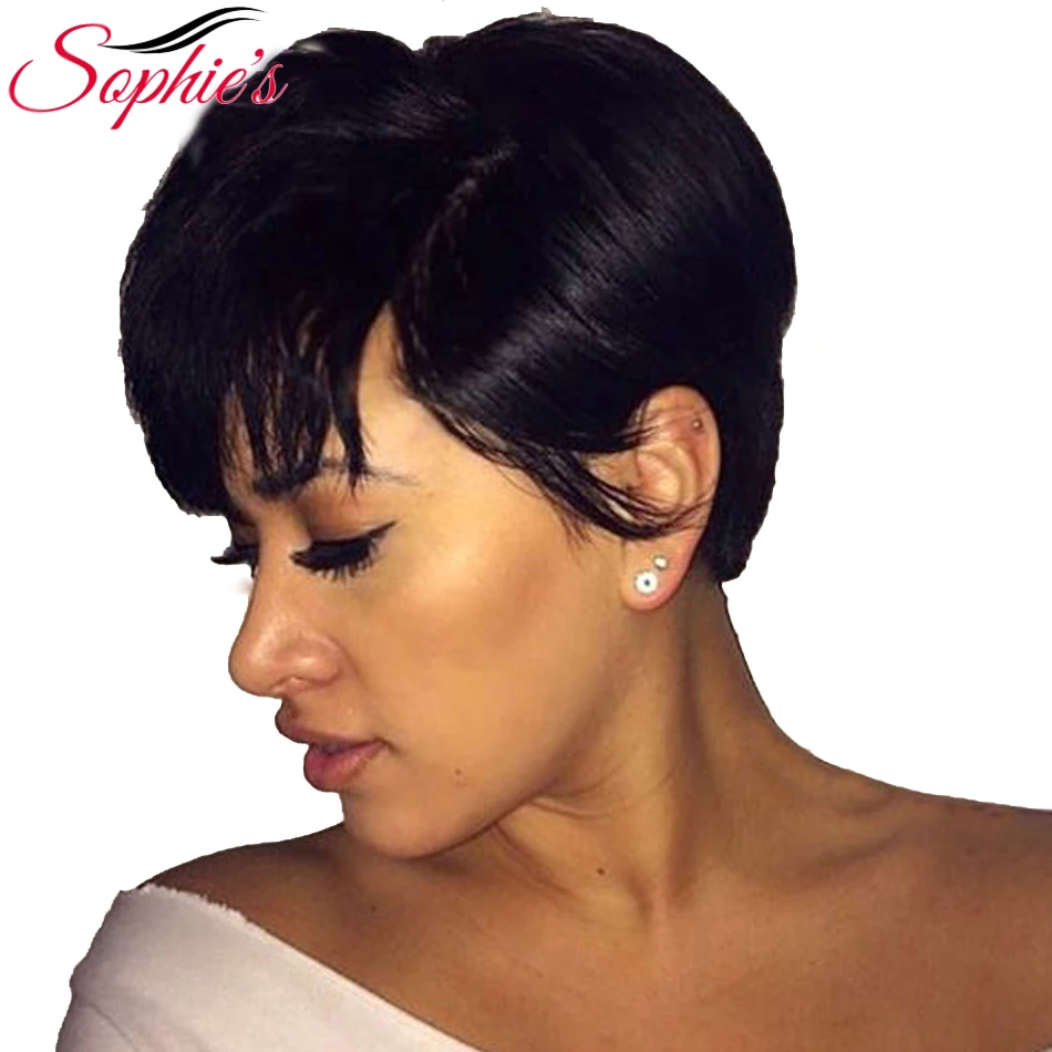 

Sophie's Short Bob Wigs For Black Women Non-Remy Straight Human Hair Wig 4inch 100% Human Hair Machine Made No Smell H.NINA Wigs