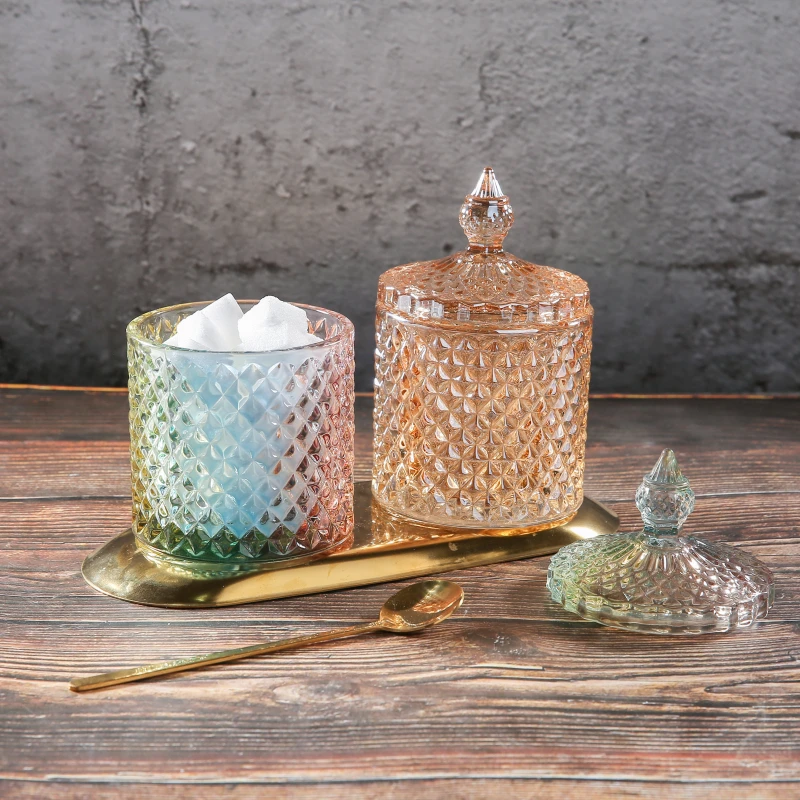 

Roman Colored Crystal Storage Tanks Practical Clear Glass Jewelry Decoration Jars Creative Makeup Brushes Cotton Swab Candy Cans